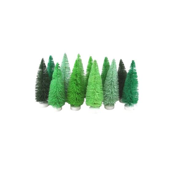 Cody Foster 4.5" Green Sisal Bottle Brush Trees Boxed Gift Set of 12 - Picture 3 of 3